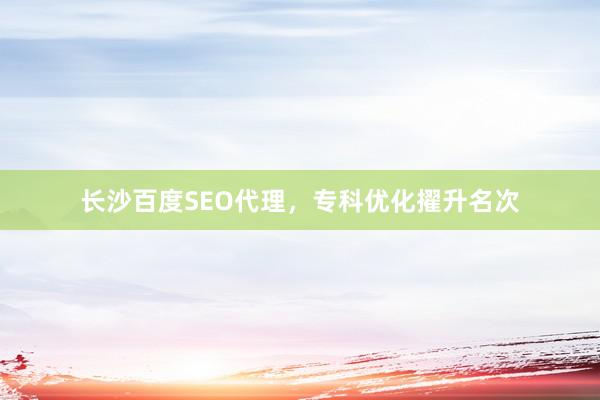 长沙百度SEO代理，专科优化擢升名次