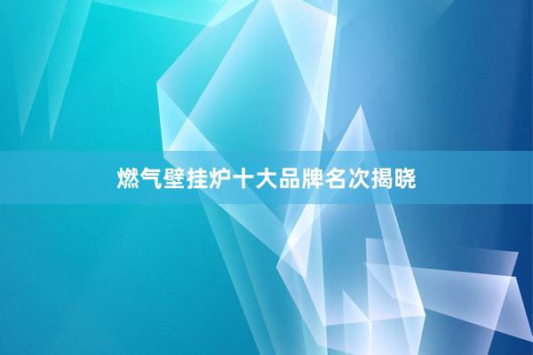 燃气壁挂炉十大品牌名次揭晓
