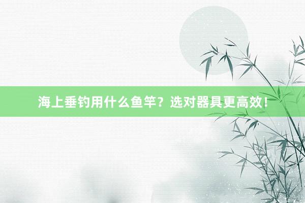 海上垂钓用什么鱼竿？选对器具更高效！